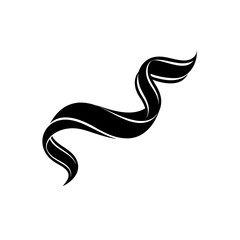 Abstract flowing ribbon design on transparent background