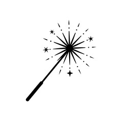 Magic wand with stars around it on transparent background