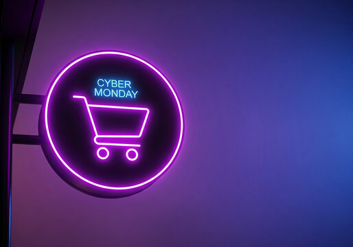 Cyber Monday deals are glowing with this fun neon sign, ready for online shopping and sales promotions with its modern and vibrant design