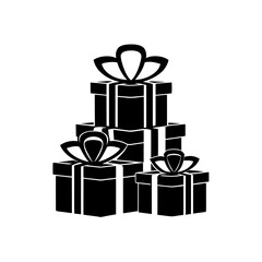 Stack of presents silhouette on transparent background