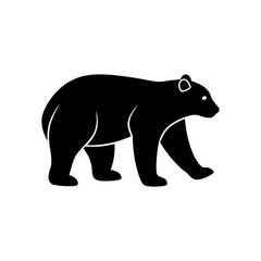 Silhouette of a walking bear on transparent background