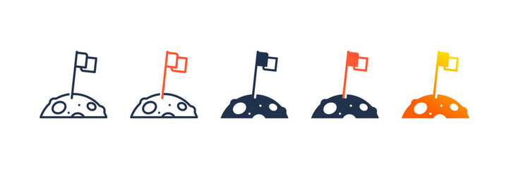 Flag On The Moon icon set multiple style collection