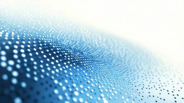 Dynamic abstract digital data visualization with glowing blue dots and flowing pattern