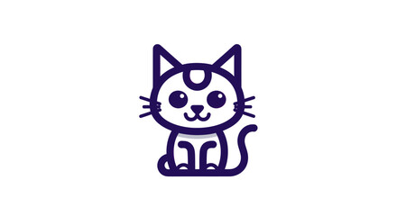 Line drawing of a simple cartoon cat © fast router