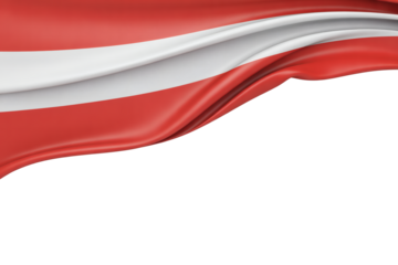 Waving Austrian Flag with Elegant Drapes and Vibrant Colors, Symbolizing National Pride and Heritage on transparent background