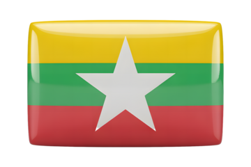 Myanmar flag emblem badge icon, symbolizing national pride and cultural identity, perfect for travel, news, and design projects