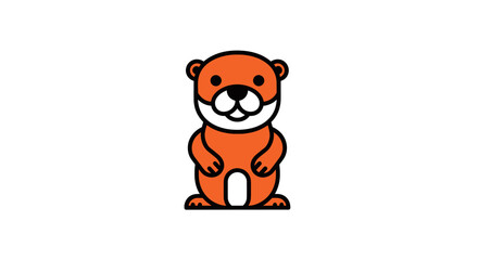 Cute otter stands with rounded features in orange and black outline © fast router