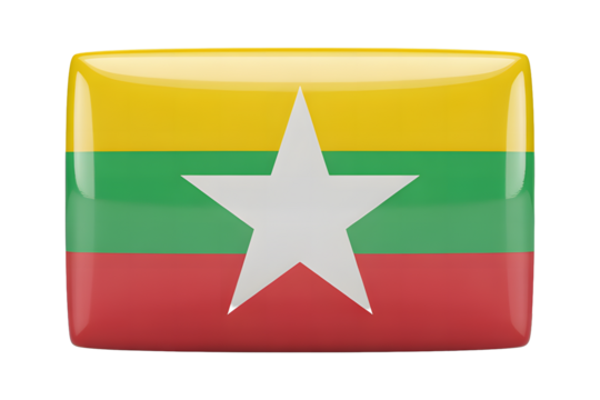 Myanmar flag emblem badge icon, symbolizing national pride and cultural identity, perfect for travel, news, and design projects