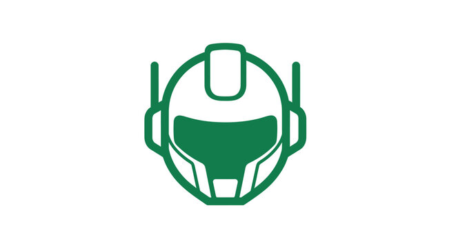 Green robot head design, simple clean graphics