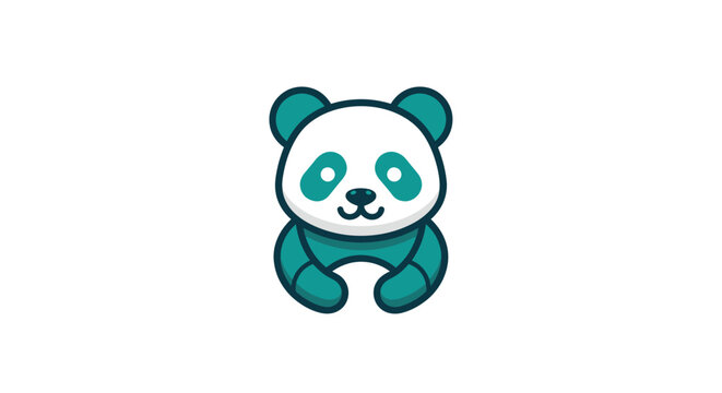 Cartoon panda with teal features on a plain white backdrop, centered