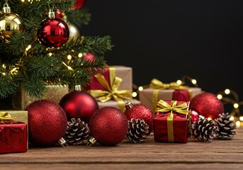 Obraz premium Vibrant holiday decorations illuminate a cozy scene, capturing the joyful spirit of the winter season and festive cheer ,green ,happy ,snow