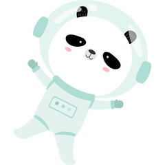 Cute Cartoon Panda Astronaut Floating In Space Wearing A White Astronaut Suit With A Transparent Background