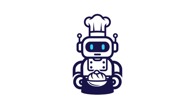 Robot chef holding a pastry