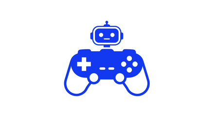 Blue robot atop gamepad icon © fast