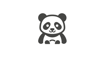 Obraz premium Simple cartoon of a panda bear sitting with its stubby arms
