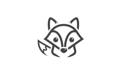 Fototapeta premium Stylized fox head with thick black outlines on a clean white background