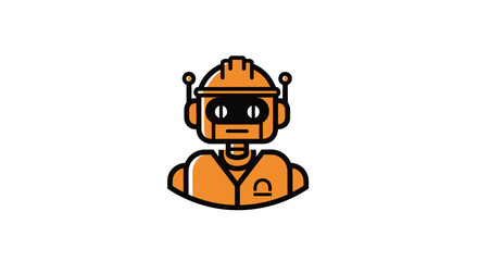 Orange outline robot with hardhat and antenna stands centered © fast router