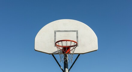 A pristine, transparent basketball backboard with no markings, providing a blank canvas for design or text against a clear sky ,mockup ,transparent ,template