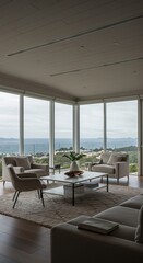 Subtle ambient sounds fill the spacious room, creating a quiet atmosphere. Focus on the environmental audio, not foreground noise ,ambient ,indoor sounds ,sonic texture