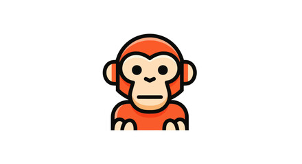 Stylized monkey graphic with orange fur and beige face