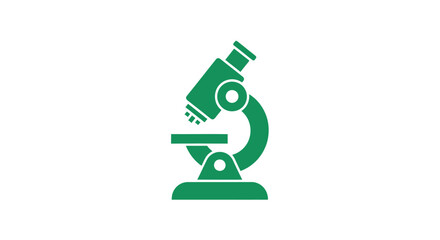 Green microscope icon on white background