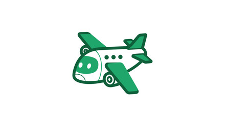Cartoon airplane, green outline