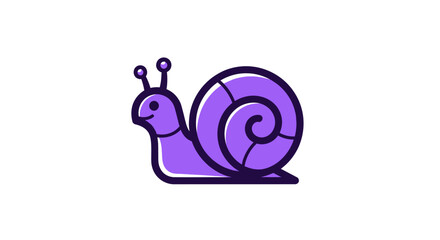 Purple cartoon snail with dark outline and spiral shell © fast