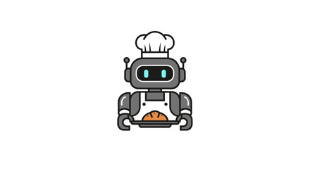 Robot chef holding bread