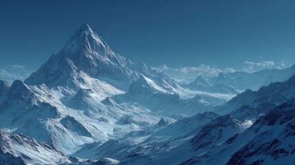 Fototapeta premium Scenic Majestic Mountain Range Covered with Snow under a Clear Blue Sky