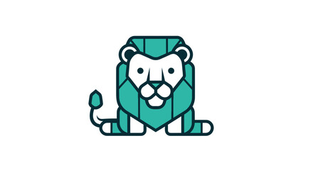 Teal, geometric cartoon lion