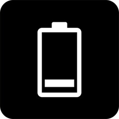 Black Square Battery Icon, simple line vector for UI UX design. Symbol for website and mobile app interface and navigation button