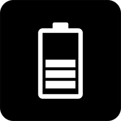Vector Icon: Battery 3 Black Squares, simple line vector for UI UX design. Symbol for website and mobile app interface and navigation button
