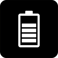 Black Square Battery Icon (Vector), simple line vector for UI UX design. Symbol for website and mobile app interface and navigation button