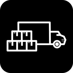 Black Square Shipping Box Icon, simple line vector for UI UX design. Symbol for website and mobile app interface and navigation button