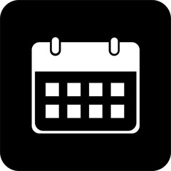 Black Square Calendar Vector Icon, simple line vector for UI UX design. Symbol for website and mobile app interface and navigation button