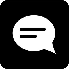 Black Square Chat Bubble Vector Icon, simple line vector for UI UX design. Symbol for website and mobile app interface and navigation button