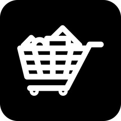 Black Square Cart Icon, simple line vector for UI UX design. Symbol for website and mobile app interface and navigation button