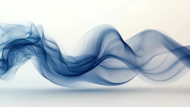 Elegant flowing blue smoke wisps swirling against a minimalist background