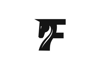 Simple Horse F Letter Logo Template