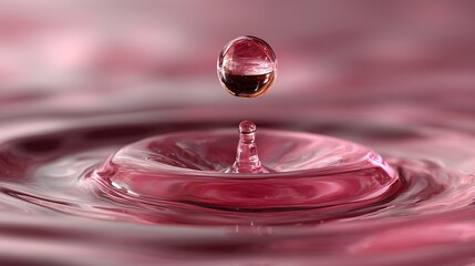 3D Detailed Illustration of a Pink-Colored Water Drop. Aesthetic and Creative Design.
