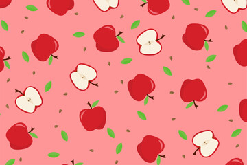 Cute apple fruits pattern background vector design