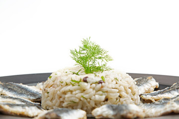 Anchovy Fish And Salad - Turkish name hamsili pilav

