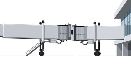 An isolated illustration of a jet bridge connecting airport terminal