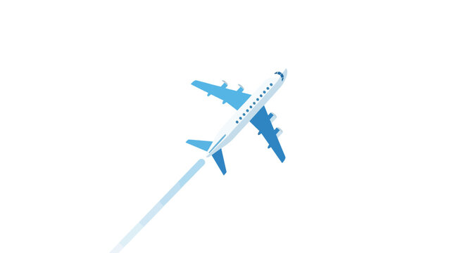 Blue and White Airplane Ascent Illustrative Minimalist Travel Theme