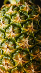 Fototapeta premium Close-up view of a pineapple's textured green and brown spiky skin