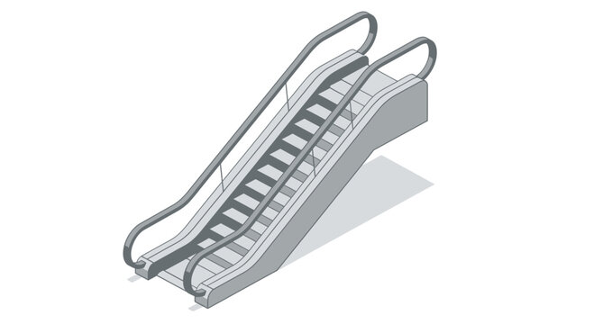 Isometric illustration of a modern escalator on a white background