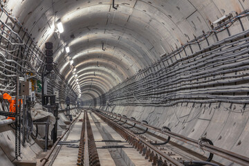 Final Stage of Underground Metro Tunnel Construction with Concrete Structures