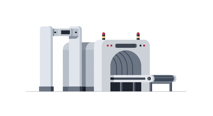 Modern illustration of security checkpoint equipment on a white background