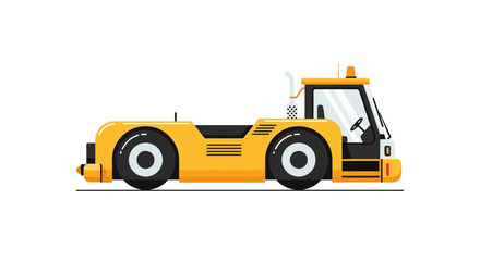 Fototapeta premium Vibrant airport tractor, flat vector illustration showcasing ground support equipment