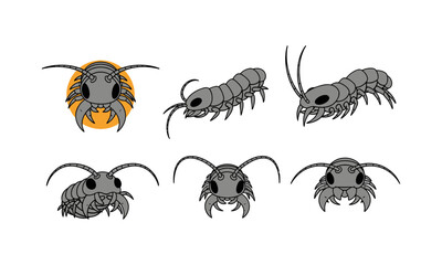 Centipede Head Silhouette Set